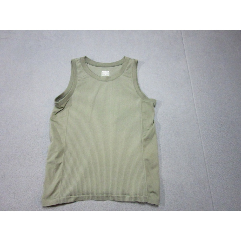 Athleta Tank Womens XL Green Renew Ribbed Knit Top Crew Neck Logo Gym Workout